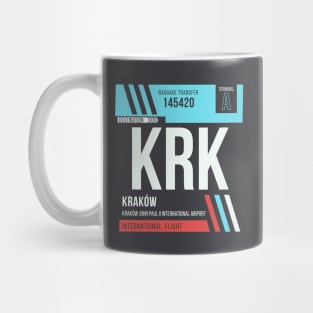 Krakow (KRK) Airport Code Baggage Tag Mug